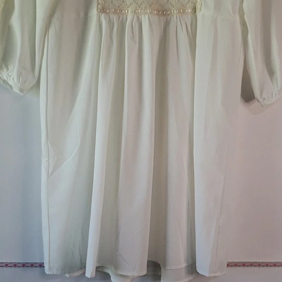 UMGEE Ivory Tunic Crochet Lace Detail 3/4 Length Sleeves Semi-Sheer Size Medium - Picture 3 of 13